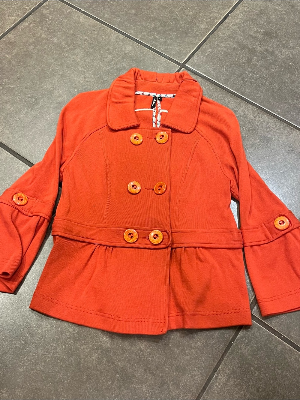 Ambition Terracotta Burnt Orange Double Breasted Jacket - Junior's Large